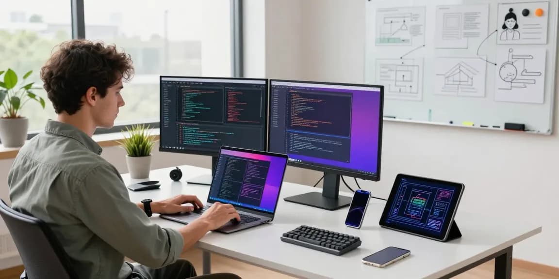 快连 - Developer working in a modern office, demonstrating innovative software solutions.
