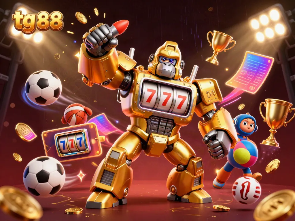 Engage in thrilling gameplay at tg 88, where a golden gorilla mech triumphs in a casino world.