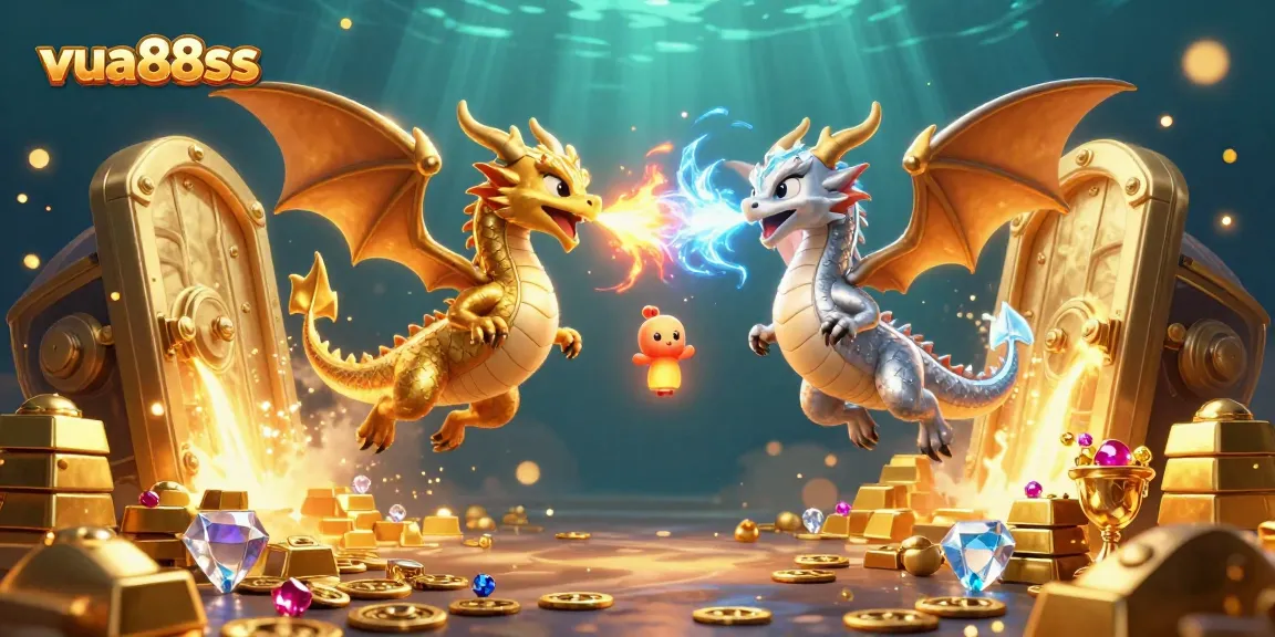 Bet on exciting games at vua88sss while golden dragons breathe fire and ice in a vibrant casino.