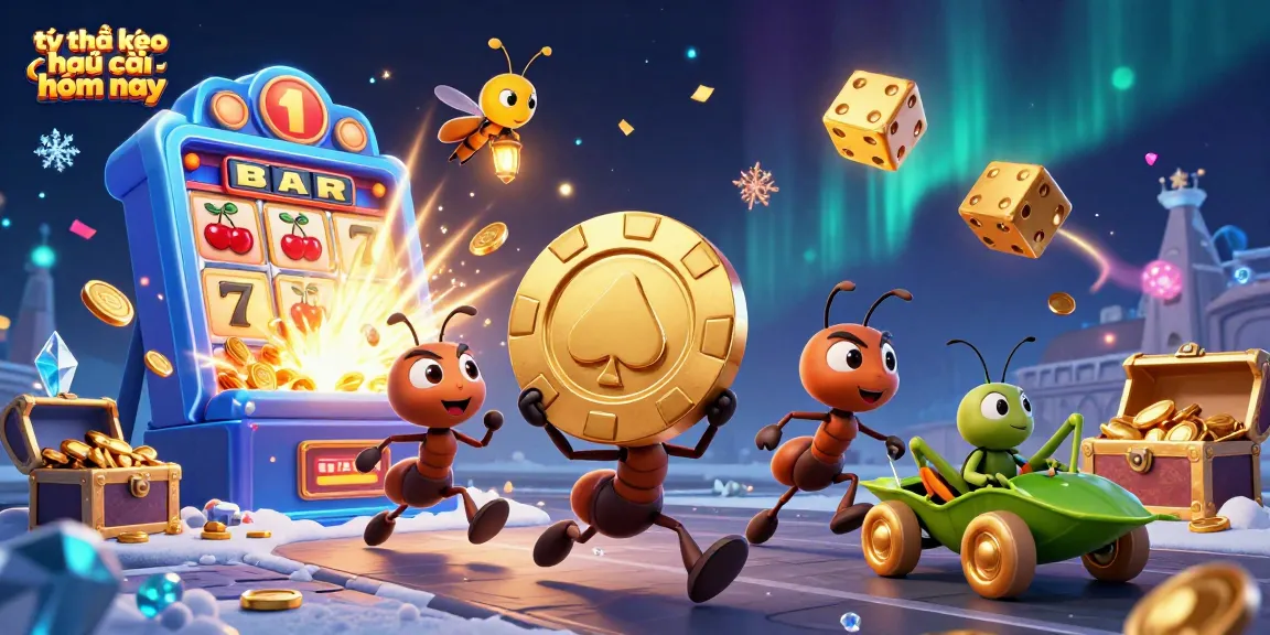 Experience tỷ lệ kèo nhà cái hôm nay with engaging 3D cartoon-themed gambling art featuring ants, chips, and casino vibes.