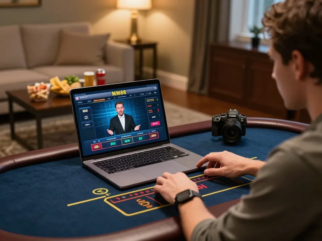 Player enjoying a live dealer game on MM88 with engaging gameplay and cozy atmosphere.
