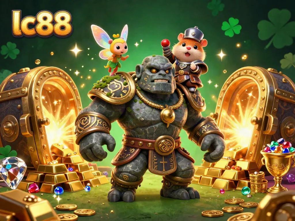 Experience the magic of lc88 with a vibrant casino scene filled with treasure and enchantment.