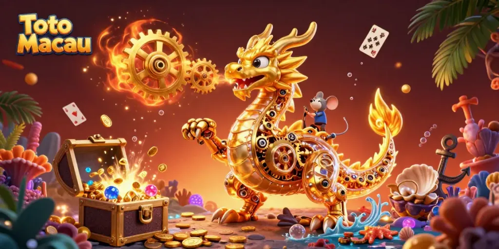 Toto Macau menghadirkan hasil undian mengagumkan dengan naga emas mekanis dan koin emas yang berlimpah.
