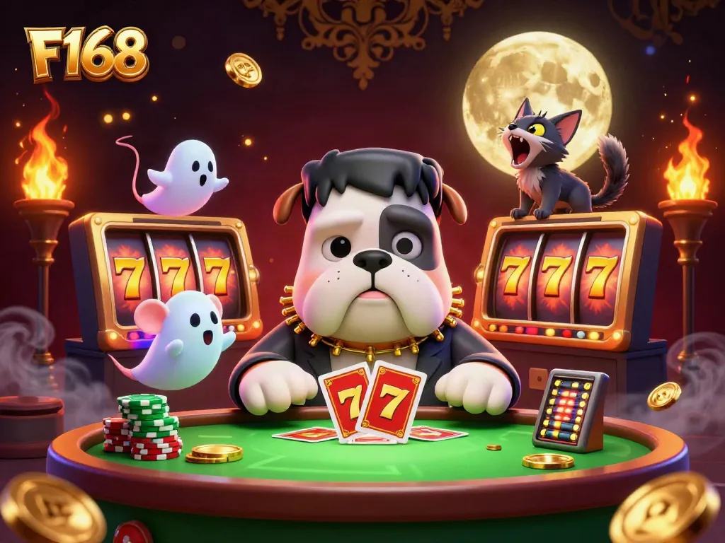 Spin the reels with F168's vibrant casino scene showcasing a thrilling card game!