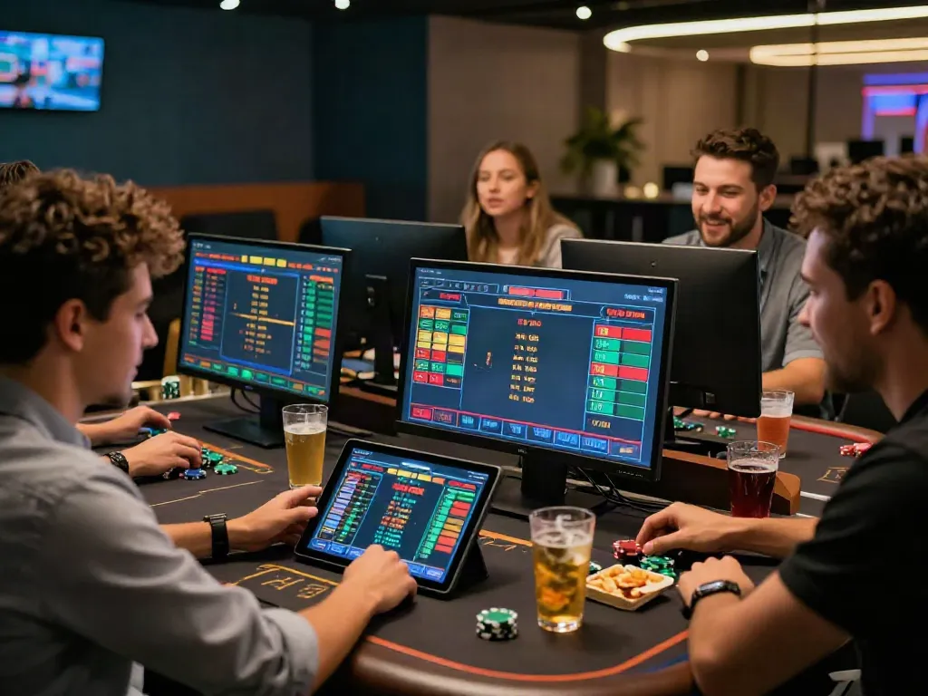 Exciting online gambling session with friends at https://fc88v1.com/, engaging in live sports betting.