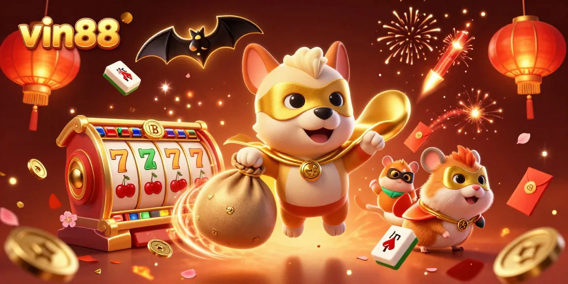 Experience thrilling gaming action with vin88, featuring vibrant characters and dynamic casino elements.