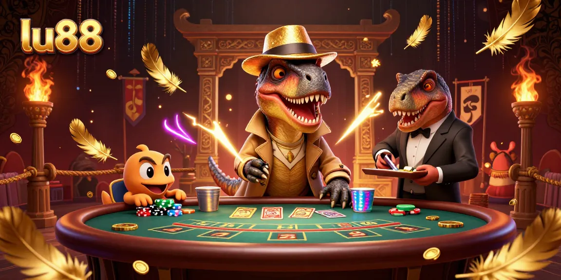 Experience thrilling blackjack action at lu88 with a velociraptor card counter and entertaining atmosphere.