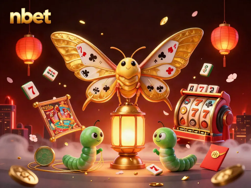 Experience the thrill of nbet with a vibrant casino scene featuring a golden-winged moth and dynamic game elements.