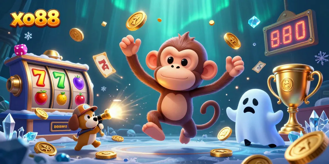 Experience thrilling gameplay at xo88 with a spirited ghostly monkey juggling golden treasures!