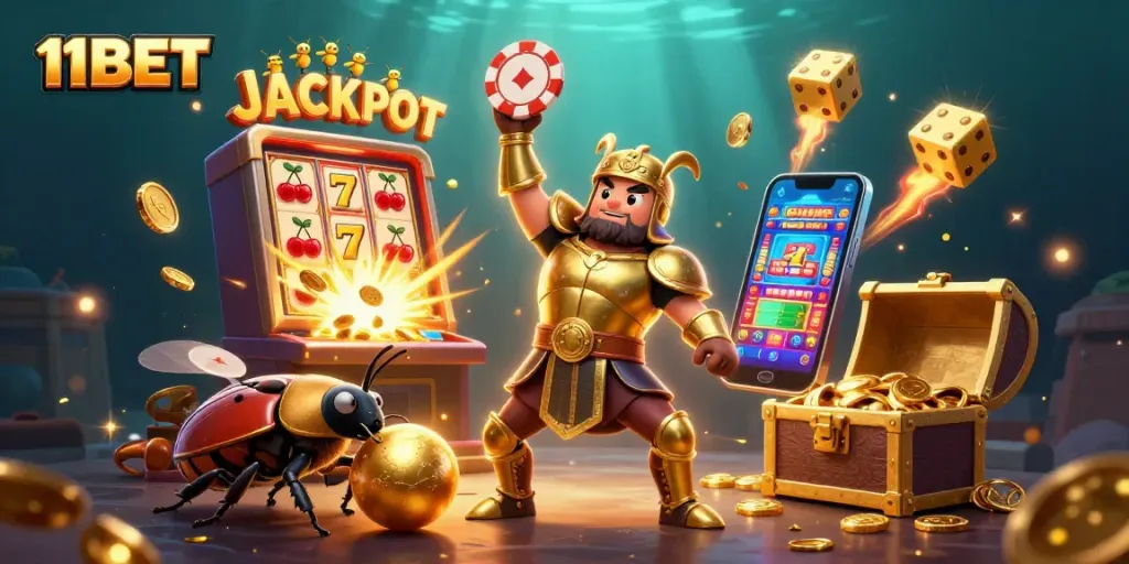 Spin and win with 11BET's exciting slot machines, immersive gameplay, and vibrant casino visuals.