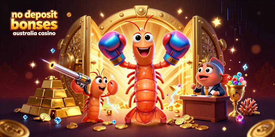 No deposit bonuses Australia casino scene featuring a mantis shrimp and treasures