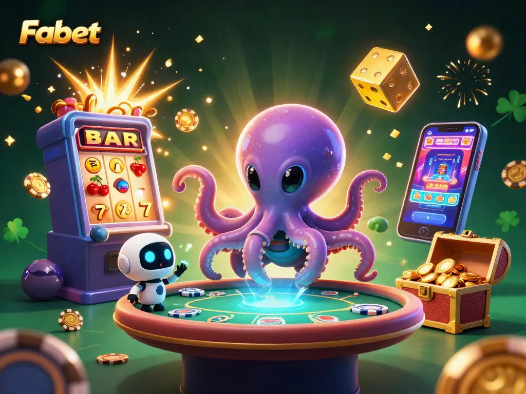 Win big with Fabet at the thrilling holographic poker table surrounded by vibrant casino elements.