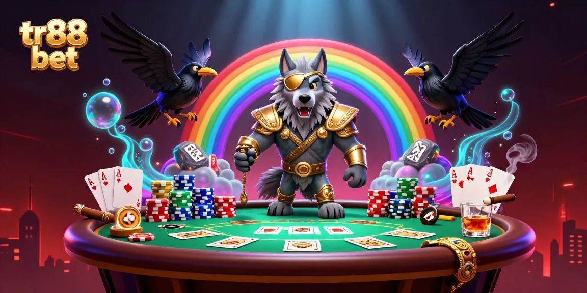 Experience thrilling gameplay with tr88 bet at a vibrant casino-themed illustration featuring Norse mythology.