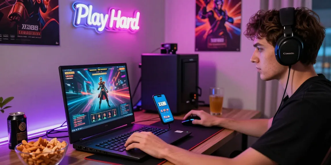 Player engaged in XX88 online gaming with vibrant graphics, snacks, and app nearby