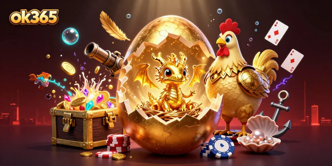 Experience winning moments at ok365 with a golden dragon amidst poker chips.