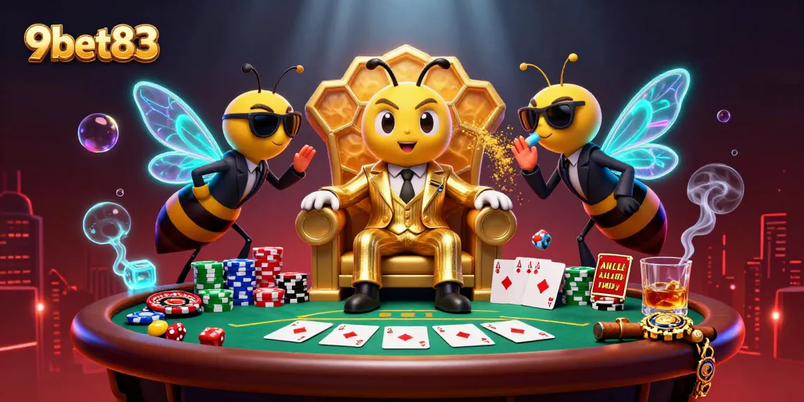 Engage in thrilling action with 9bet83's vibrant casino scene showcasing exciting games and characters.