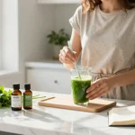Ministry of Cannabis CBD oils and organic supplements in bright kitchen wellness scene.